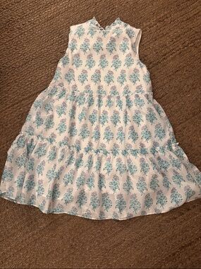 J Marie White & Teal Floral Tiered womens Dress